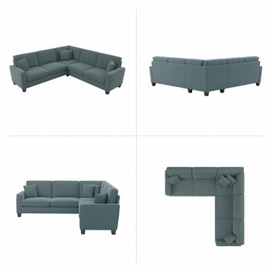 Stockton 98W L Shaped Sectional Couch by Bush Furniture - Turkish Blue