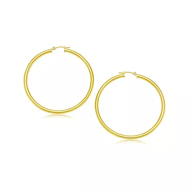 14k Yellow Gold Polished Hoop Earrings (25 mm)