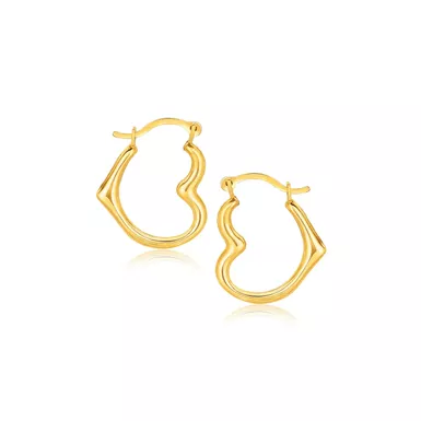 10k Yellow Gold Heart Hoop Earrings