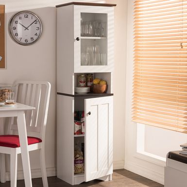 image of Baxton Studio Traditional White Wood Kitchen Storage - Kitchen Cabinet-White/Wenge with sku:rj7846h_nt_tbbhvuxmmlwstd8mu7mbs-overstock