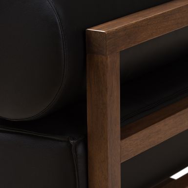 Mid-Century 2-Piece Living Room Set by Baxton Studio - Black - Faux Leather