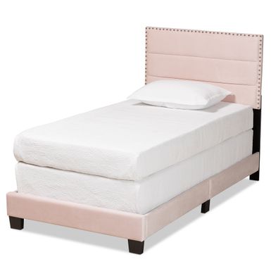 image of Tamira Contemporary Glam Velvet Fabric Twin Size Panel Bed - Pink with sku:r86gvejiw-lwkq9fvw5srgstd8mu7mbs-overstock