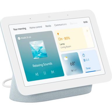 image of Nest Hub 7” Smart Display with Google Assistant (2nd Gen) - Mist with sku:bb21705035-6450822-bestbuy-google