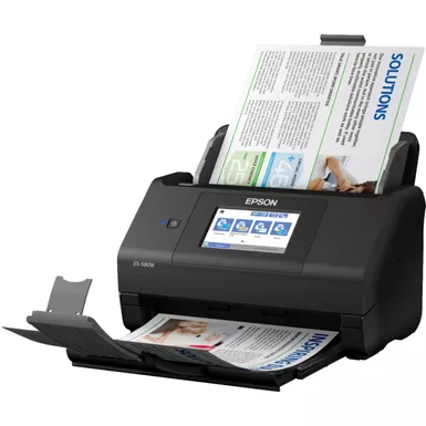 Epson - WorkForce ES-580W Wireless Duplex Touchscreen Desktop Document Scanner - Black