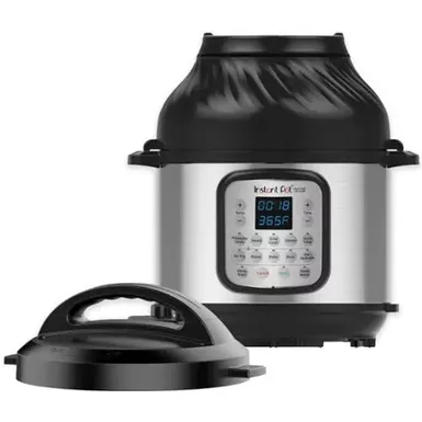 image of Instant Pot - 8 Quart Duo Crisp 11-in-1 Electric Pressure Cooker with Air Fryer - Stainless Steel/Silver with sku:bb21303720-bestbuy