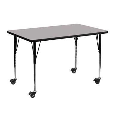 image of Mobile 24''W x 48''L Thermal Laminate Activity Table - Adjustable Legs - Gray with sku:1sjvjqklq8jvni4fwtdraqstd8mu7mbs-overstock