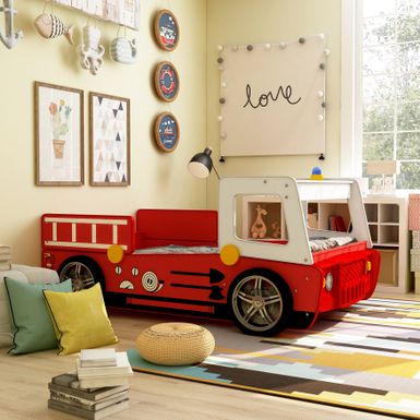 image of Furniture of America Rozo Modern Red Speedy Fire Engine Youth Bed - Red with sku:ctzbg-xa6ilsckks_lkgkqstd8mu7mbs-fur-ovr