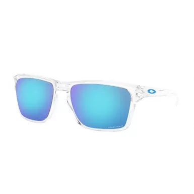 image of Oakley Sylas Sunglasses (Polished Clear/Prizm Sapphire) with sku:oo9448-0457|polished-corporatesignature