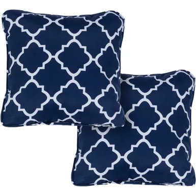 image of Hanover Toss Pillow Lattice Pattern Set of 2 with sku:hantplatt-nvy-2-almo