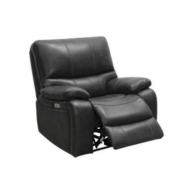 Abbyson Browning Top Grain Leather Power Recliner with USB - Grey