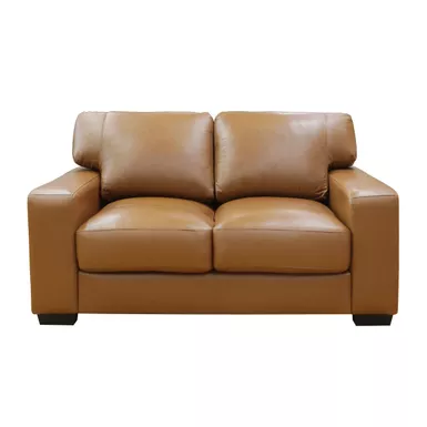 image of Bordeaux 65 in. Tan Leather Match 2-Seater Loveseat with Large Track Arms with sku:50176-primo