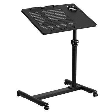 image of Adjustable Height Steel Mobile Computer Desk - White with sku:bb22100609-bestbuy