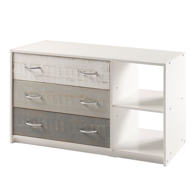 image of Two Tone 3 Drawer Chest with Shelves in Grey & White - Includes Hardware - Combo Chest - Multi - Distressed - Pine - Assembly Required - 3-drawer - Farmhouse with sku:oegoagqzmtnw_rjzdmk27gstd8mu7mbs-overstock