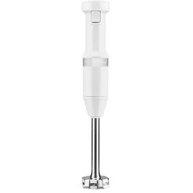 image of KitchenAid Corded Variable-Speed Immersion Blender in White with Blending Jar with sku:khbv53wh-almo