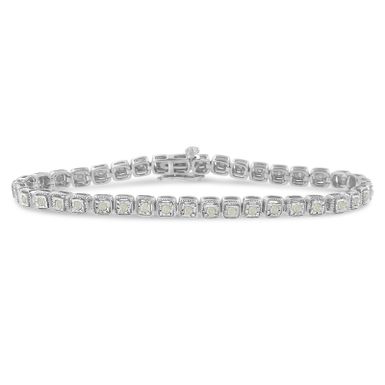 image of Sterling Silver 1ct TDW Rose-cut Diamond Link Bracelet(I-J, I3-Promo) with sku:60-7929wdm-luxcom