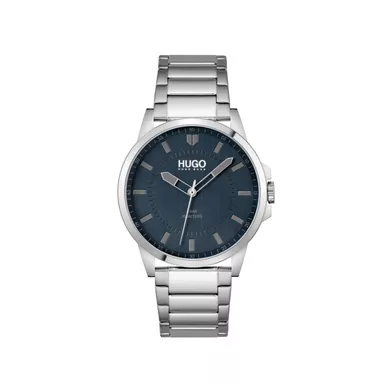 Hugo Boss - Mens First Silver-Tone Stainless Steel Watch Blue Dial