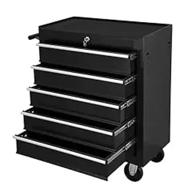 image of 5 Drawer Rolling Tool Box,Locking Tool Chest With Drawers,Tool Cabinets On Wheels for Garage Storage,Warehouse,Workshop,Repair Shop Mechanic Tool Cart Black with sku:b0cvvh61x8-amazon