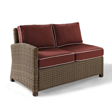 Bradenton Outdoor Wicker Sectional Left Corner Loveseat with Sangria Cushions - Brown