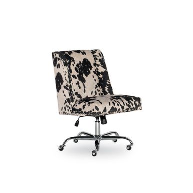 image of Delafield Office Chair Black and White Cow Print with sku:lfxs1407-linon