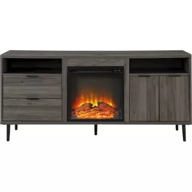 Walker Edison - Modern Two Drawer Fireplace TV Stand for Most TVs up to 65” - Slate Grey