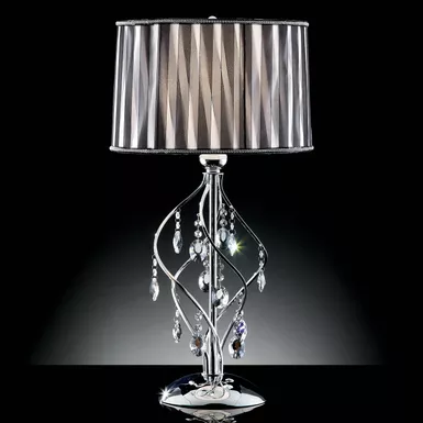 Glam Hanging Crystal Table Lamp in Black/Chrome