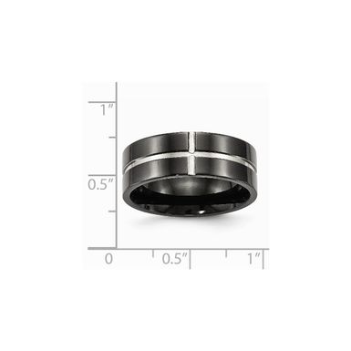 Titanium Polished Black IP Grooved Comfort Back Ring - 8.5