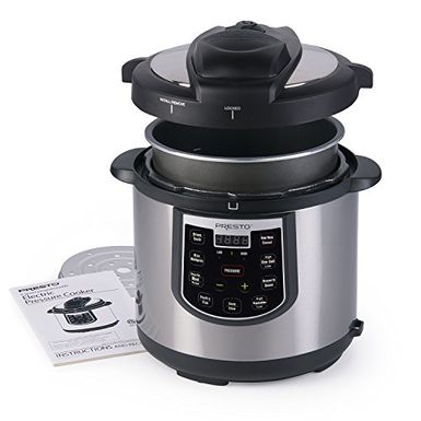 image of Presto 6 quart Electric Pressure Cooker - Stainless and Black, Silver with sku:b01lzz4wok-amazon