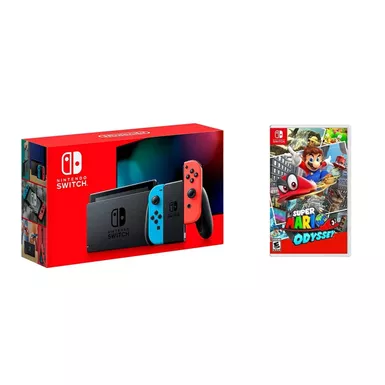 Nintendo - Switch 1.1 (Red/Blue) + Super Mario Odyssey BUNDLE