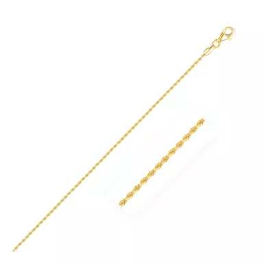 10k Yellow Gold Solid Diamond Cut Rope Bracelet 1.5mm (7 Inch)