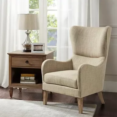 Taupe Multi Arianna Swoop Wing Chair