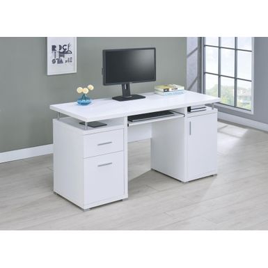 image of Tracy 2-drawer Computer Desk White with sku:800108-coaster