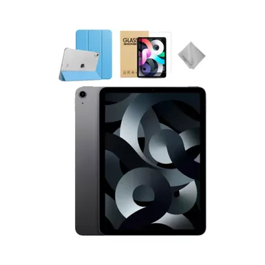 image of Apple - 10.9-Inch iPad Air - Latest Model - (5th Generation) with Wi-Fi - 64GB - Space Gray With Blue Case Bundle with sku:mm9c3blu-streamline