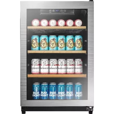 image of Insignia™ - 130-Can Beverage Cooler - Silver with sku:bb21520040-bestbuy