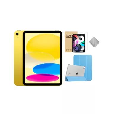 image of Apple 10th Gen 10.9-Inch iPad (Latest Model) with Wi-Fi - 64GB - Yellow With Blue Case Bundle with sku:mpq23blu-streamline