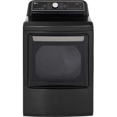 image of LG - 7.3 Cu. Ft. Smart Electric Dryer with Steam and Sensor Dry - Black Steel with sku:bb21185350-6329779-bestbuy-lg