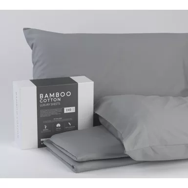 image of FlexSleep Bamboo Cotton Grey Sheets King with sku:810009165866-sby