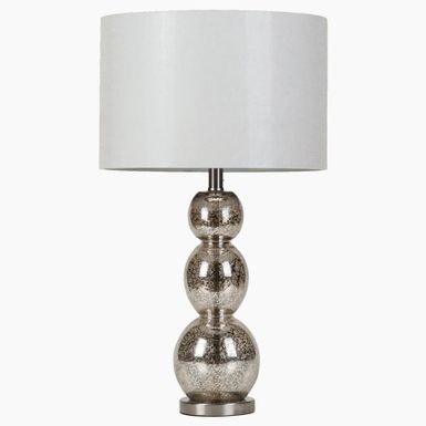 image of Drum Shade Table Lamp White and Antique Silver with sku:901185-coaster