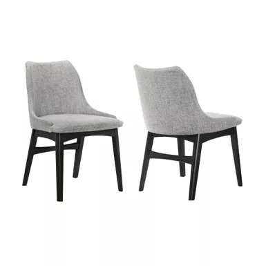 image of Azalea Gray Fabric and Black Wood Dining Side Chairs - Set of 2 with sku:lcazsiblgr-armen