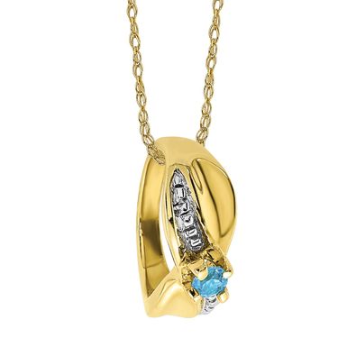 image of 10K Yellow Gold and White Rhodium Blue Topaz Ring Pendant Necklace by Versil - Topaz - Yellow - 18 Inch - Blue with sku:g92q57cmvvtmsuwlun-jrqstd8mu7mbs--ovr