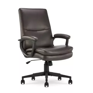 Serta - Comfort Mid-Back Bonded Leather Executive Office Chair - Dark Brown