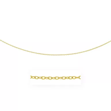 2.5mm 14k Yellow Gold Pendant Chain with Textured Links (18 Inch)