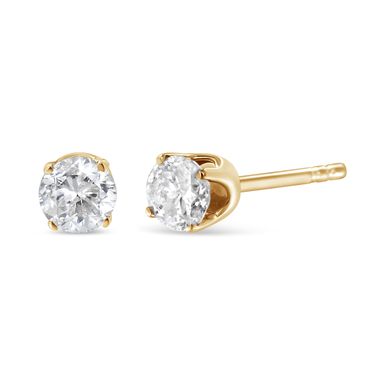 image of 14k Yellow Gold 1/3ct. TDW Solitaire Diamond Stud Earrings (K-L,I2) with sku:74-5224ydm-luxcom