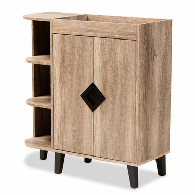 image of Wales Modern and Contemporary Rustic 2-Door Shoe Storage Cabinet - Modern & Contemporary - 4 shelves & Up - Cabinet - Oak Finish - Wood - Brown - Assembly Required with sku:waj5g05rhonqzojmcfwr9wstd8mu7mbs-overstock
