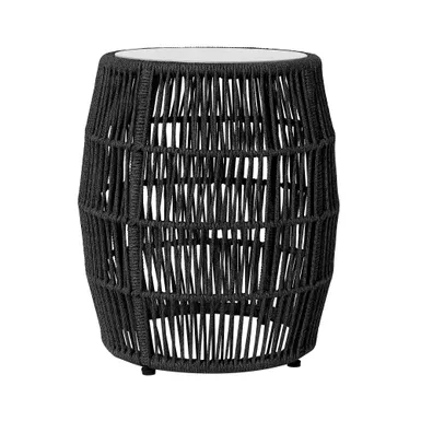 image of Emory Indoor Outdoor Garden Stool End Table in Charcoal Rope and Grey Stone with sku:840254336001-armen