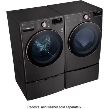 Alt View Zoom 19. LG - 7.4 Cu. Ft. Stackable Smart Electric Dryer with Steam and Built-In Intelligence - Black Steel