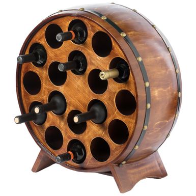 image of Wooden Stackable Round Shaped Wine Barrel Wine Rack, 1 Rack - Brown with sku:fbjwzcglyqaunrlvxxvbsastd8mu7mbs-overstock