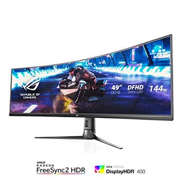 image of ASUS ROG Strix XG49VQ 49" 32:9 Super Ultra-Wide 144Hz Curved VA HDR LCD Gaming Monitor with Adaptive-Sync/FreeSync & Built-In Speakers with sku:b07pzr2yy4-asu-amz