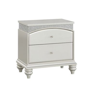 Rent to own 2 Drawers Nightstand with Sparkling Rhinestones in Platinum ...