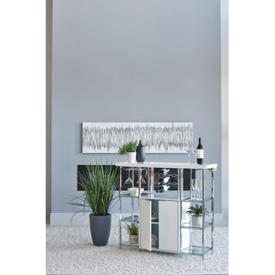 image of 2-door Bar Cabinet with Glass Shelf High Glossy White and Chrome with sku:182757-coaster