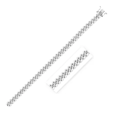 Sterling Silver Rhodium Plated Miami Cuban Chain 7.0mm (22 Inch)